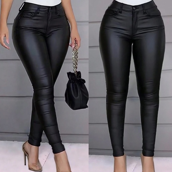 Sexy thermal sherpa lined vegan leather pants - Picture 1 of 16